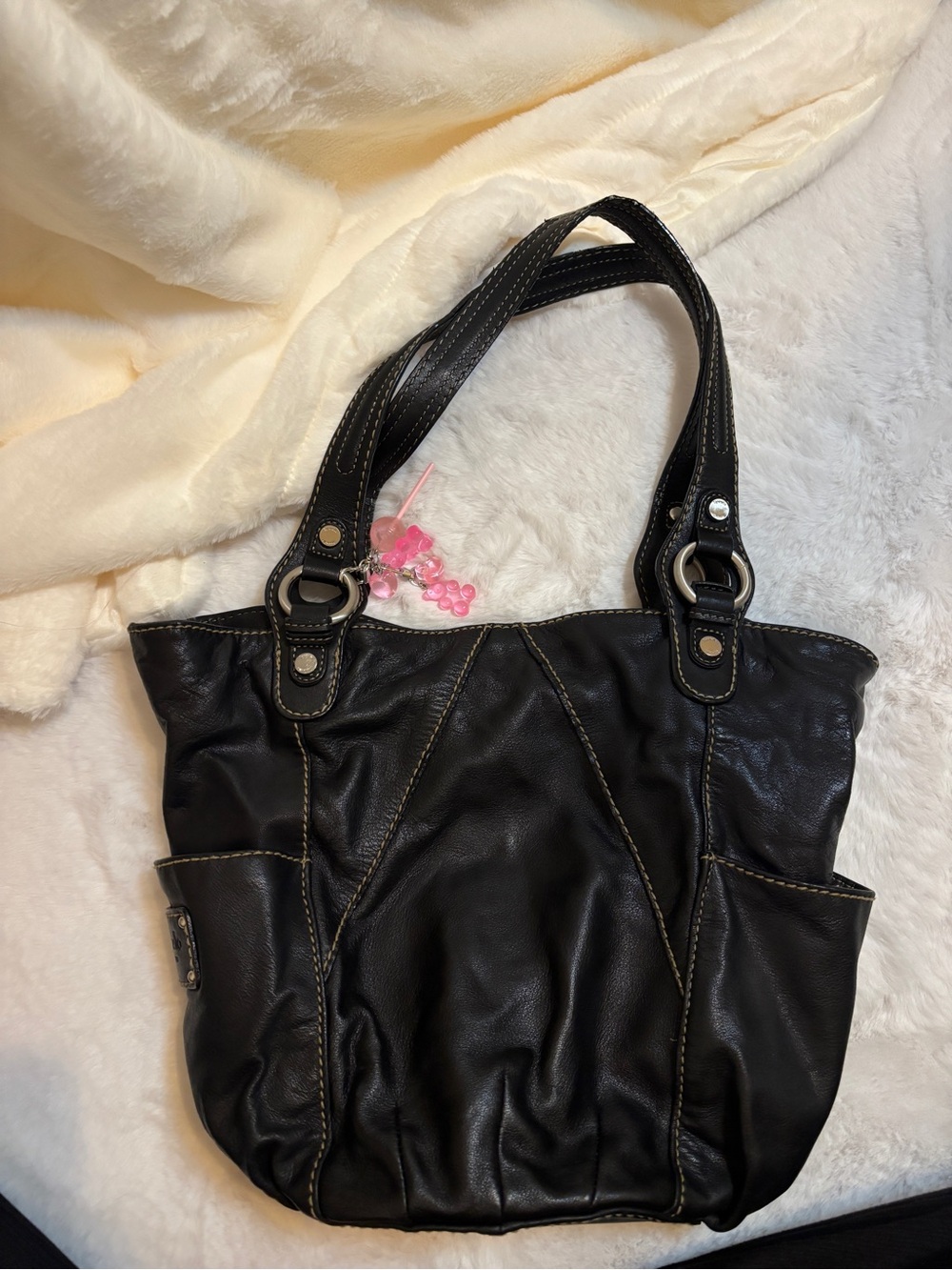 Women's Black Shoulder Tote Bag with Double Handles